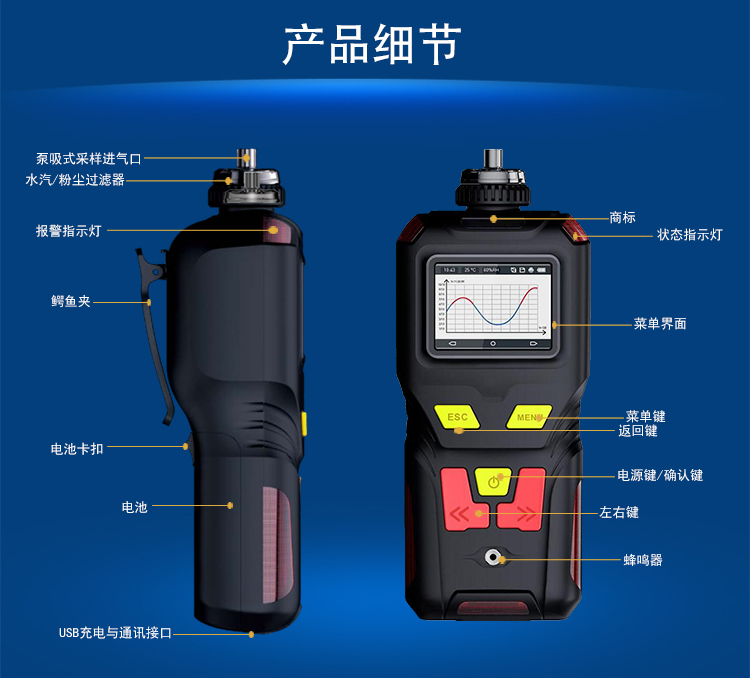 手持式泵吸型四合一多參數(shù)氣體報(bào)警儀 四合一氣體檢測(cè)儀