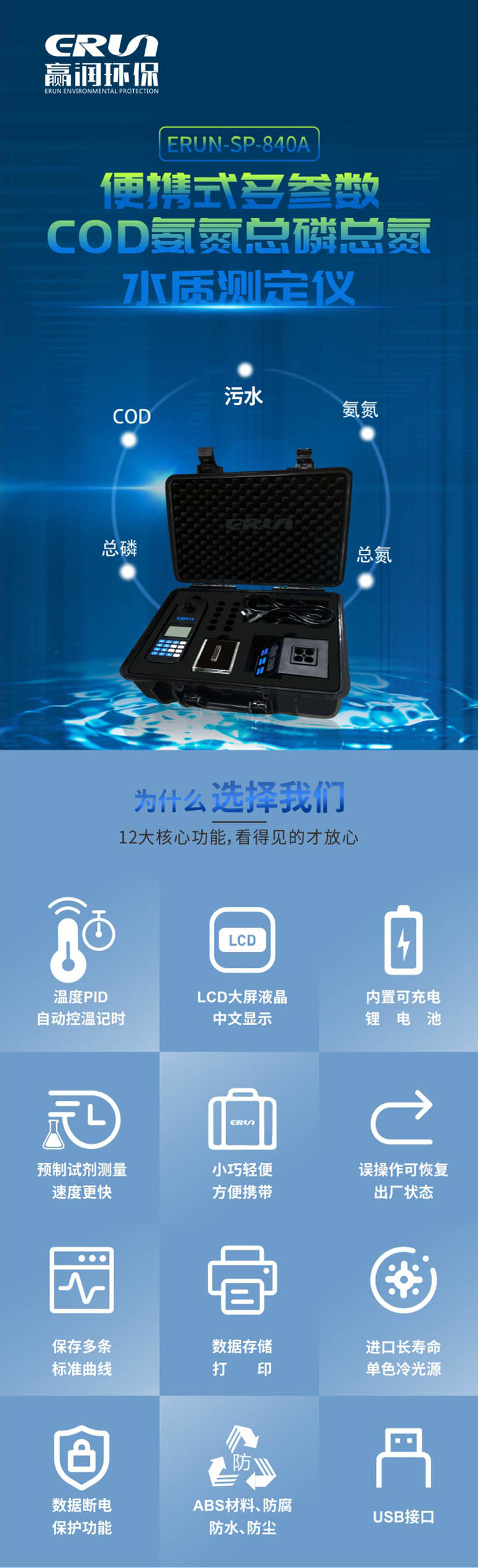 便攜式多參數(shù)COD、氨氮、總磷、總氮水質(zhì)測定儀